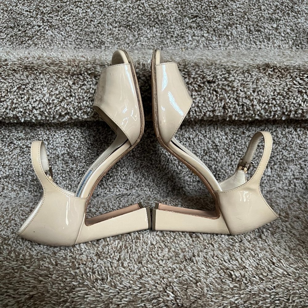 Prada Women's Cream Patent Leather Strap Shoes. - Picture 9 of 13
